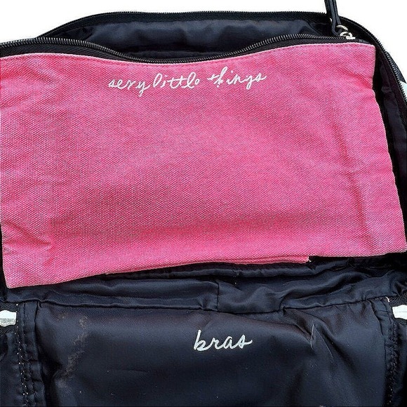 Victoria's Secret Travel Makeup Cosmetic Bag Stripe Handle Pink - Picture 7 of 9